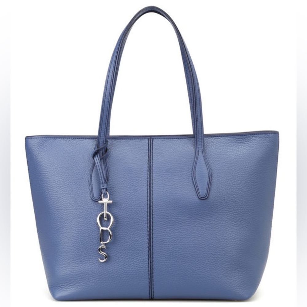 Tod's Large Blue Leather Tote Bag with Structured Design and Two Straps
